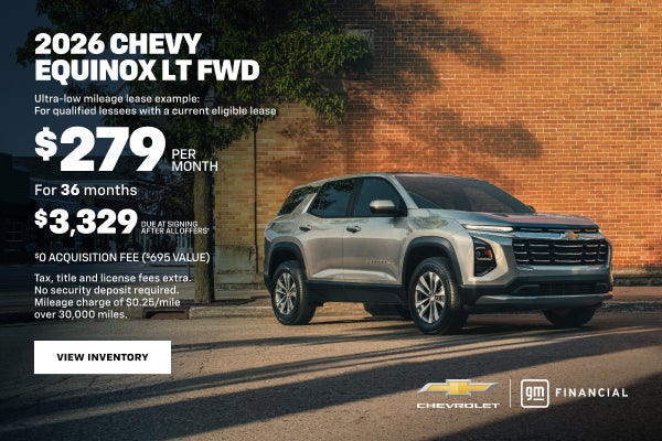 2026 Chevy Equinox LT FWD.Ultra-low mileage lease example for qualified lessees with a current el...